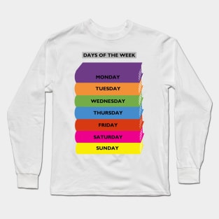 Bright colour Days of the week. Eductional books Long Sleeve T-Shirt